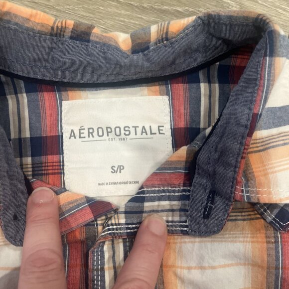 Aeropostatle Mens Small Long Sleeve Plaid Pearl Snap Shirt Western Fall - Picture 3 of 4